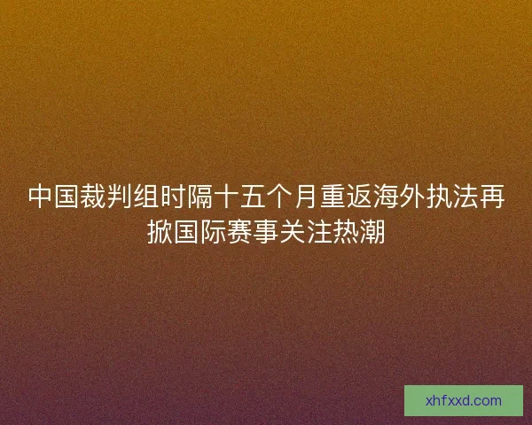 中国裁判组时隔十五个月重返海外执法再掀国际赛事关注热潮 中国裁判组时隔十五个月重返海外执法再掀国际赛事关注热潮